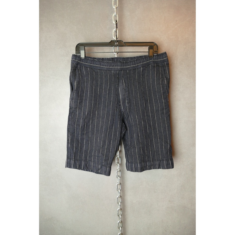 OUR LEGACY SS14 Big Pinstripe Mens Shorts 32‎ Blue Cotton Linen Blend Casual
